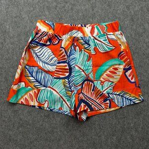 Willa Story Palmer Pull On Shorts Women's Size Medium Red Leaf Print Pockets